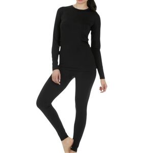 CUDDL DUDS Long-Sleeve Base Layer Top & Legging Set in Black Size Small